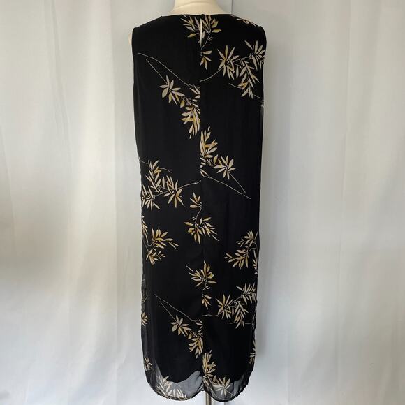 Sleeveless Midi Dress Plus Size 14 16 Black Tan Tropical Palm Sleevless Casual - Picture 9 of 16